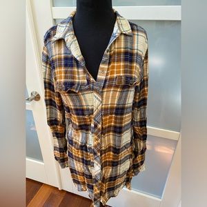 Fatface Long Plaid Button Down Shirt